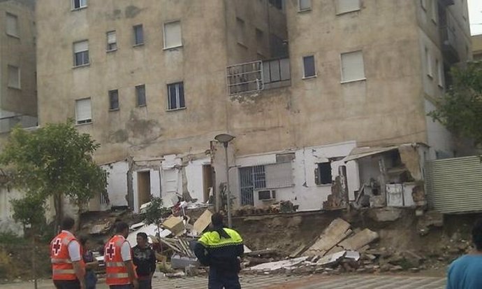 Imagen del edificio afectado en Lorca