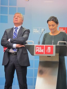 Los diputados gallegos del PSOE Laura Seara y José Blanco
