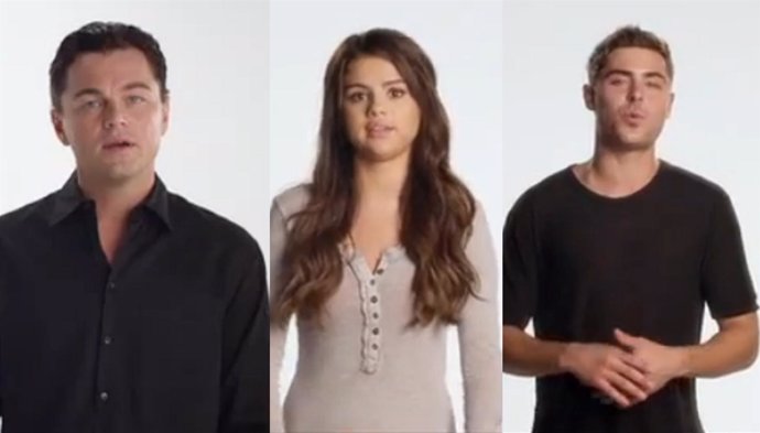 Montaje de Leonardo DiCaprio, Selena Gomez y Zac Efron en un vídeo  pro Obama 