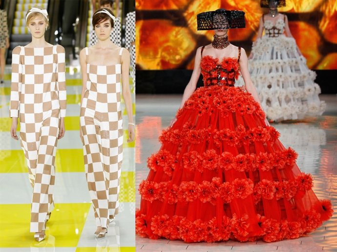 Montaje de los desfiles de Louis Vuitton y Alexander McQueen