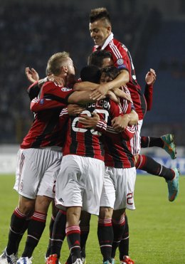 El Milan celebra la victoria ante el Zenit