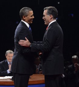 El presidente de EEUU, Barack Obama, y el candidato republicano, Mitt Romney.