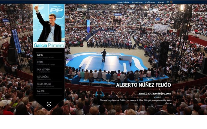 Página web de Alberto Núñez Feijóo, candidato a la reelección