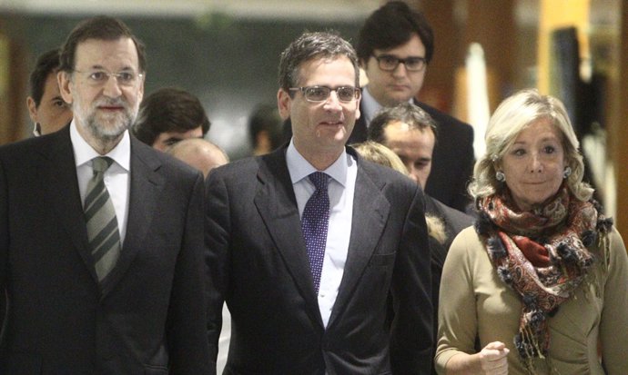 Mariano Rajoy con Aguirre y Basagoiti