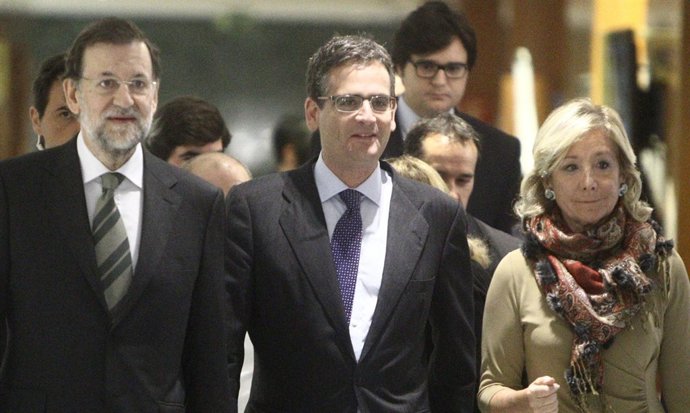 Mariano Rajoy con Aguirre y Basagoiti