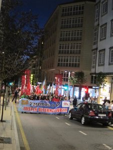 Cabecera de la manifestación en Santiago de Compostela