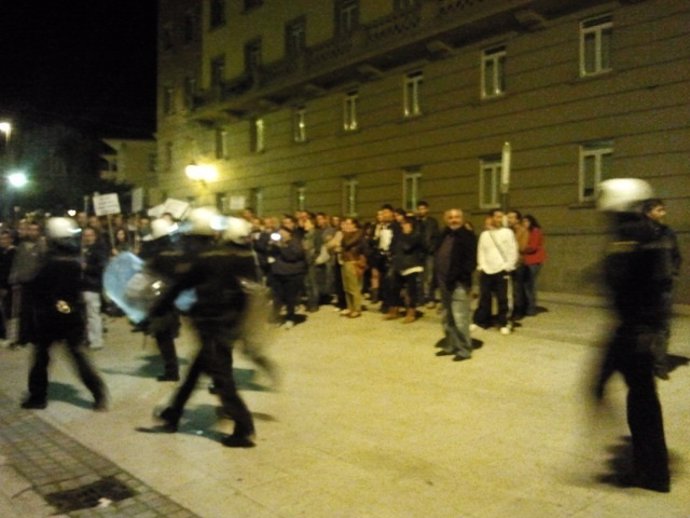 Despliegue policial por movilización en Ferrol en la pegada.