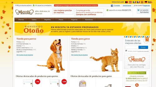 Página web para mascotas miscota.Es