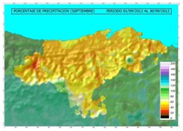 Mapa de precipitaciones en septiembre