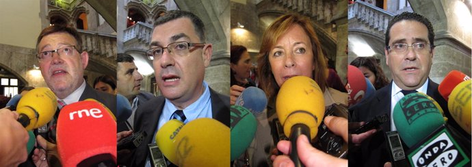 Puig, Morera, Sanz Y Bellver Atienden A Los Medios Tras El Acto Del 9 D'octubre