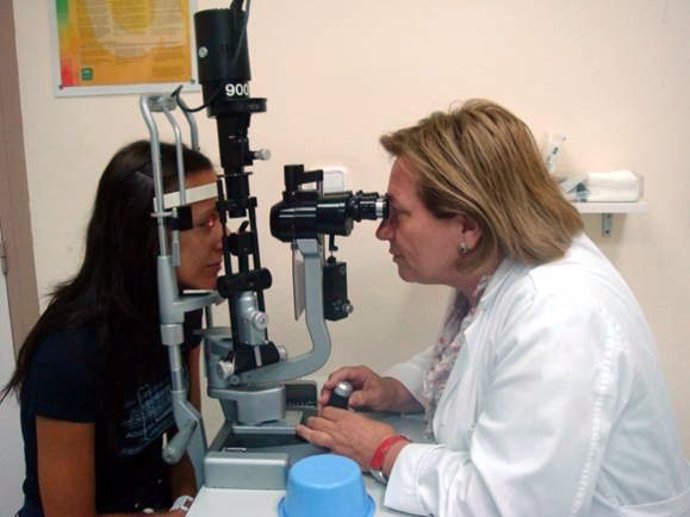Una Médica Realiza Una Exploración De Ojos A Una Paciente