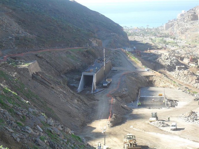 Obras del nudo de Taurito, en Mogán