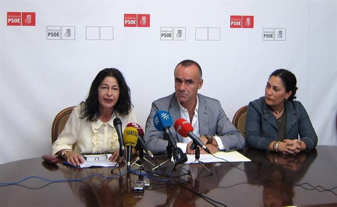 Los concejales del PSOE Mercedes de Pablos, Antonio Muñoz y Eva Patricia Bueno