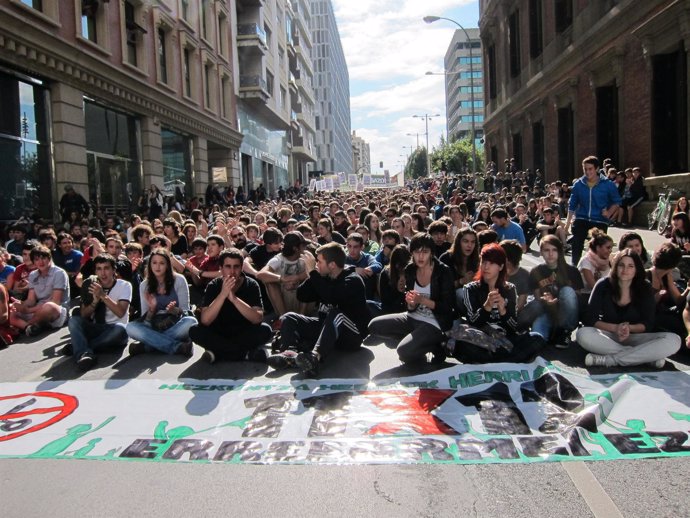 Manifestación de estudiantes en el marco de la huelga estudiantil 