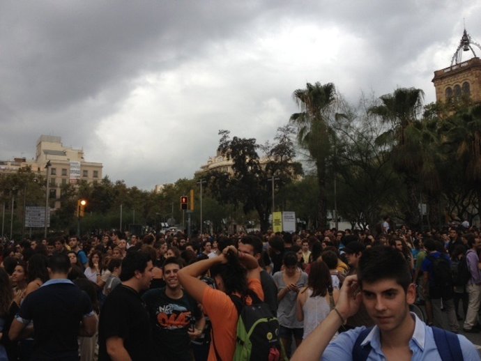 Manifestación de estudiantes universitarios en Barcelona