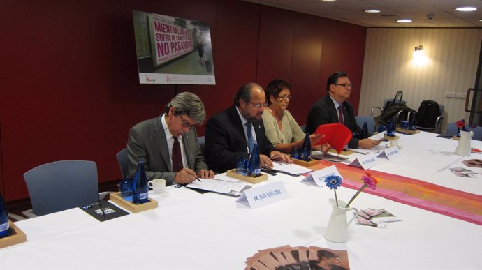 La presidenta de FECMA junto a los oncólogos, para presentar el Manifiesto 2012