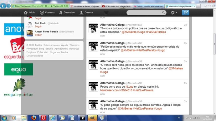 Reproducción de la frase en el Twitter de AGE