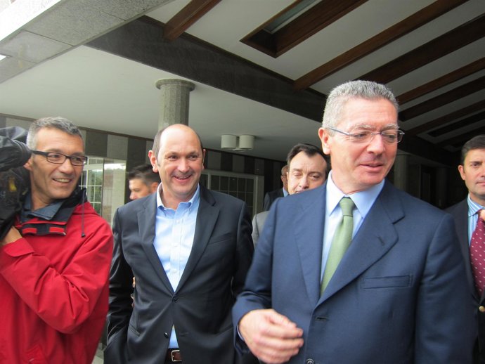 Gallardón en un acto en O Porriño (Pontevedra).