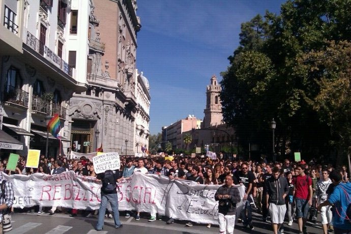 Manifestación De Estudiantes En Valencia
