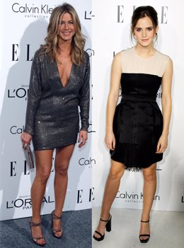 Montaje de Jennifer Aniston y Emma Watson en los premios Elle