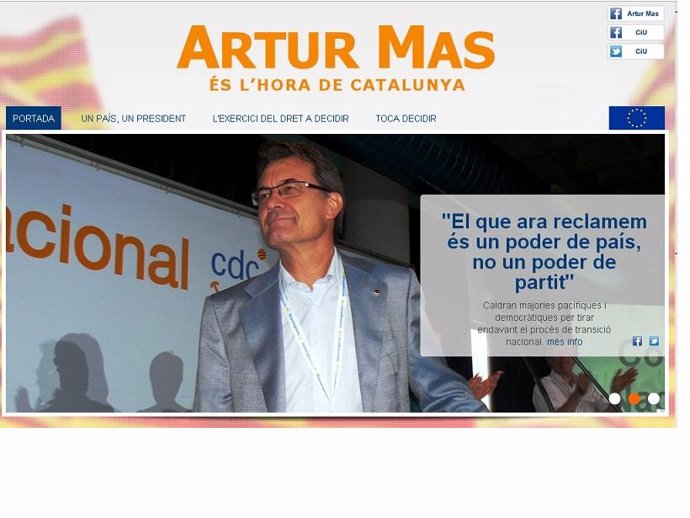 Web del pte. Generalitat y candidato de CiU, Artur Mas