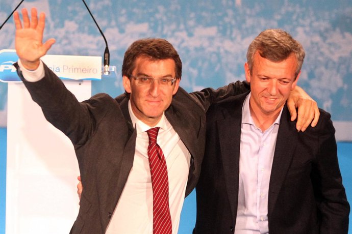 Alberto Núñez Feijóo con Alfonso Rueda en Pontevedra