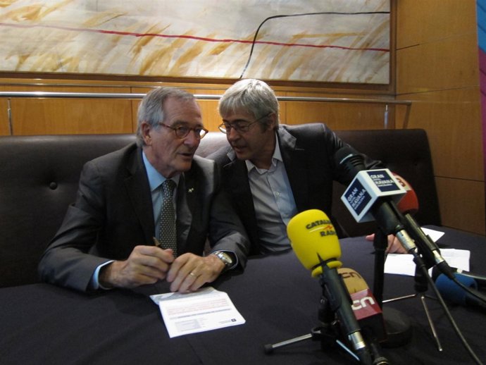 El alcalde Xavier Trias y el dtor.Del Festival de Jazz Tito Ramoneda