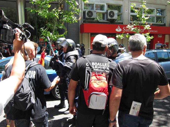 Altercados en la manifestación con los mineros