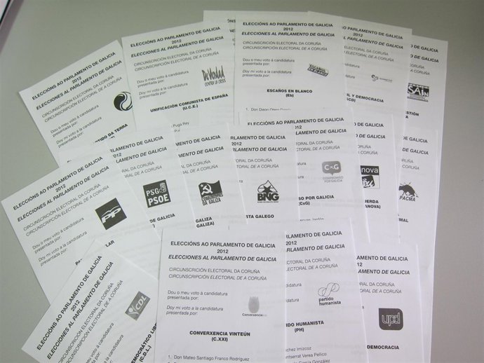 Papeletas para voto por correo Elecciones Autonómicas 2012 Galicia