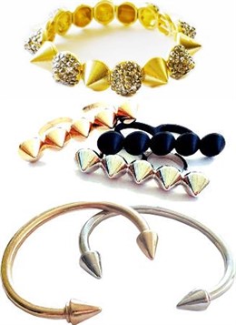 Pulseras y anillos de pinchos 
