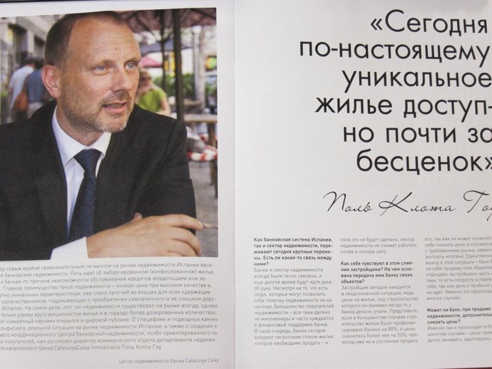 Pol Clota (CX Inmobiliaria) en el folleto para el mercado ruso