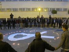 Participantes en la rueda contra la violencia machista.