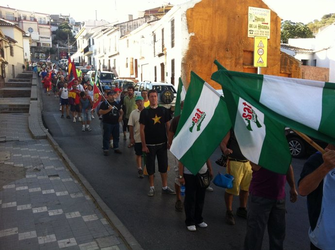 Marcha obrera del SAT por Casabermeja (Málaga)