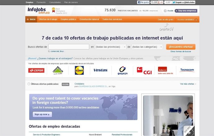Página web Infojobs