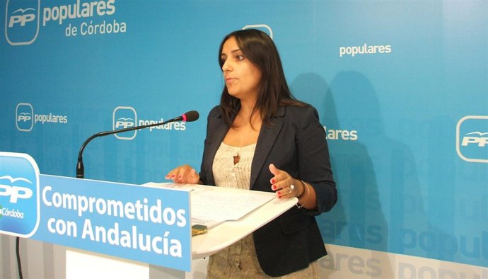 Beatriz Jurado en la sede del PP