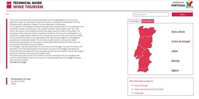 Enoturismo pagina web Turismo de Portugal