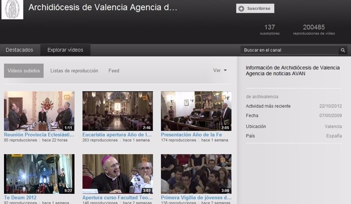 El Canal Youtube Del Arzobispado De Valencia