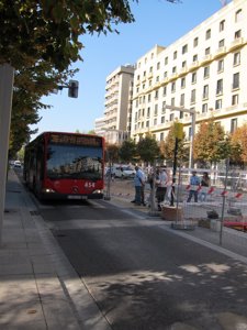 Autobús Y Obras Tranvía En Independencia, En Zaragoza