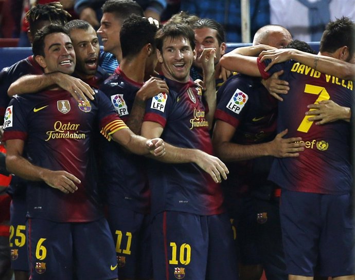 El Barça celebra el tercer gol