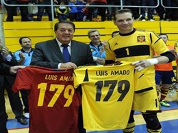 Luis Amado en su homenaje con la selección española