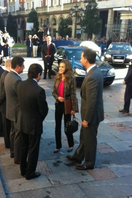 Los Príncipes de Asturias a su llegada a Oviedo