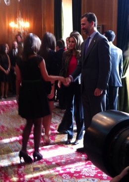 Los príncipes de Asturias durante las audiencias.