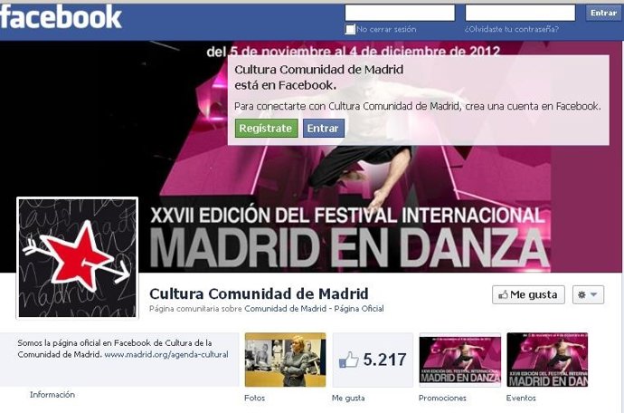 Facebook de cultura de la Comunidad de Madrid