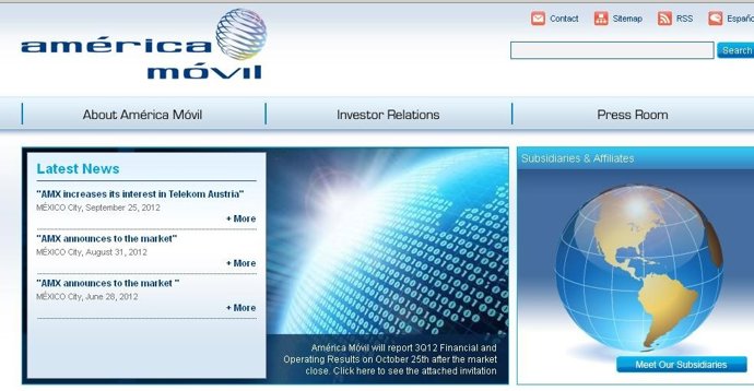 Página web de América Móvil