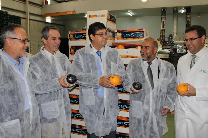 Diego Valderas, hoy en la visita a una cooperativa agraria