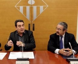 El alcalde e Sabadell Manuel Bustos y Kim Faura (Telefónica Catalunya)
