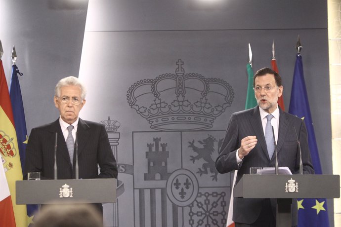 Mario Monti y Mariano Rajoy en la Moncloa