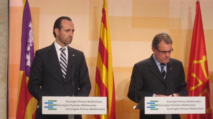 El presidente de Baleares, José Ramon Bauzá, y el de la Generalitat, Artur Mas