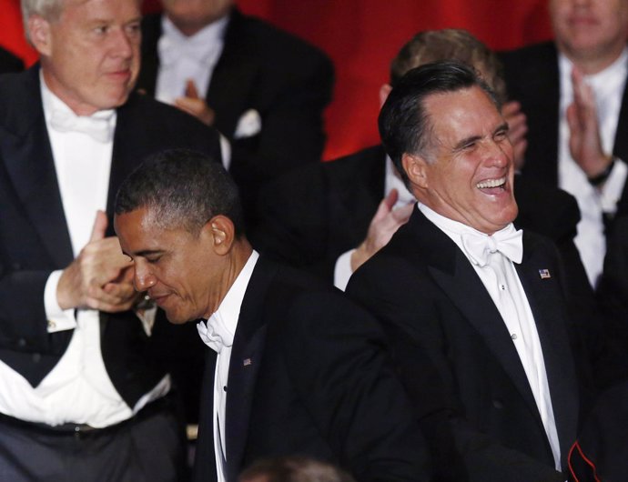 Obama y Romney en la cena benéfica de la caridad