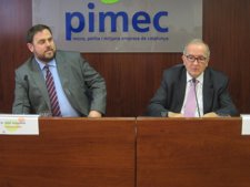 El presidente de ERC, Oriol Junqueras, y el de Pimec, Josep González